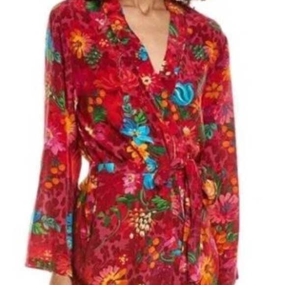 NWT Johnny Was Biya JWLA 3J Workshop Silk Evelyn Sleep Robe Belted Printed - Picture 1 of 9
